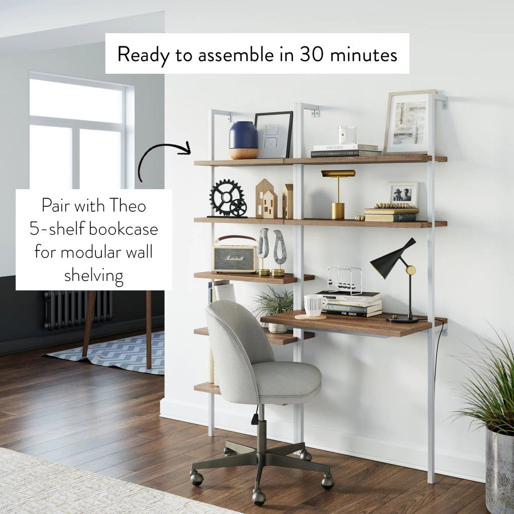 2-Shelf Wall Mount Ladder Table Small Computer Desk G392