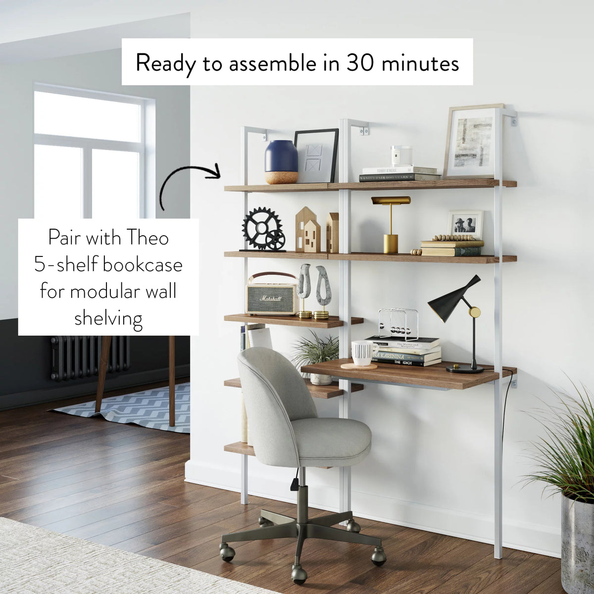 2-Shelf Wall Mount Ladder Table Small Computer Desk G392