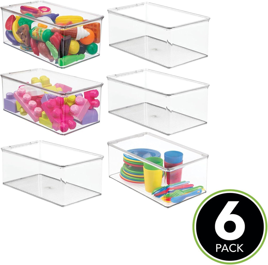 Clear Plastic Storage Box with Lid, 6 Pack V2153