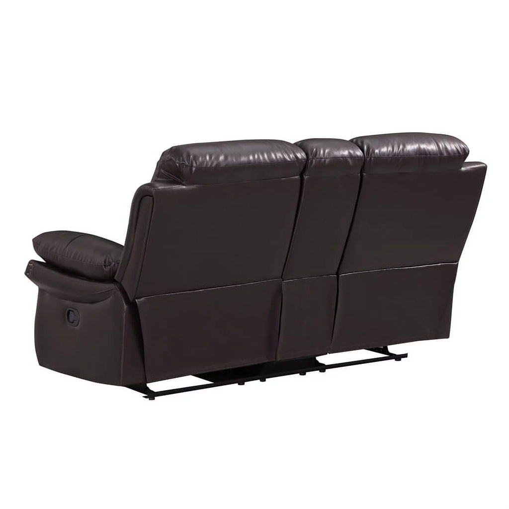 Brown 2-Piece Leather Sofa with Console Loveseat S26727