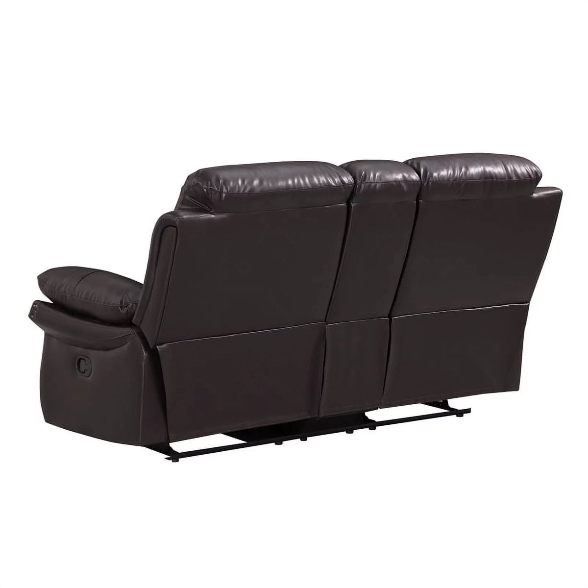 Brown 2-Piece Leather Sofa with Console Loveseat S26727