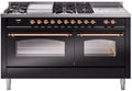 60 Dual Fuel Natural Gas Range Glossy Black with Copper Trim K40373