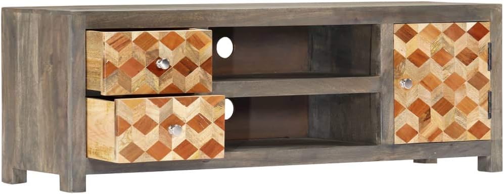 Gray TV Cabinet Solid Mango Wood J6613