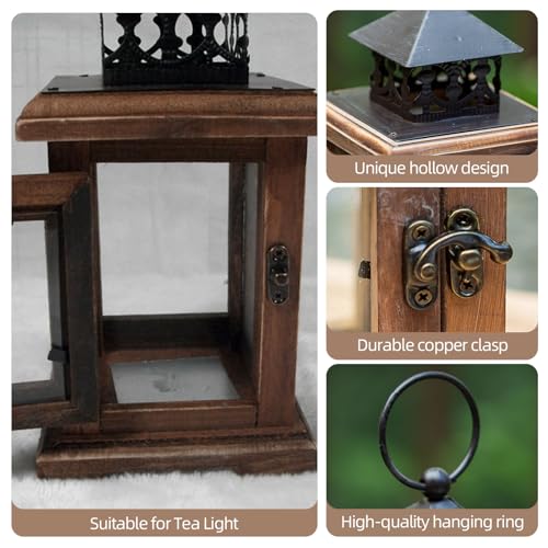 Brown Wooden Candle Holder Lantern F13998