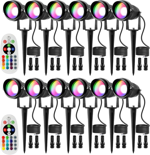 12 Pack 8W RGB Low Voltage LED Landscape Spotlights C5305