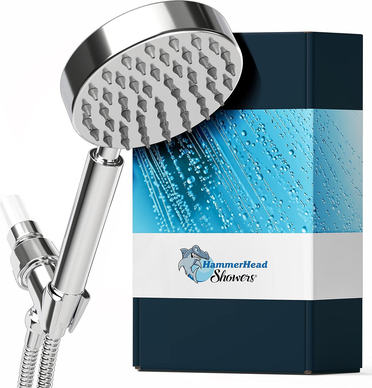 Polished Chrome 2.5 GPM Handheld Shower Head with Hose and Brass Holder A760