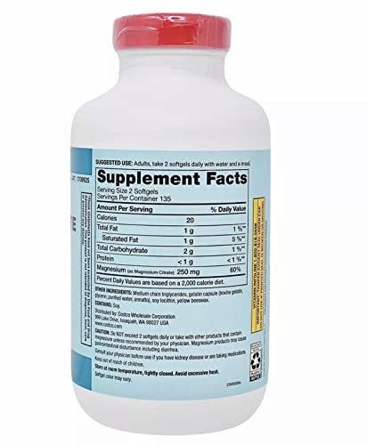 Magnesium Citrate 250mg Softgels 270 Count W983