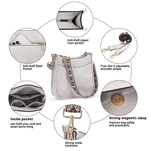 Vegan Leather Crossbody Shoulder Bag with 2PCS Adjustable Strap U2307