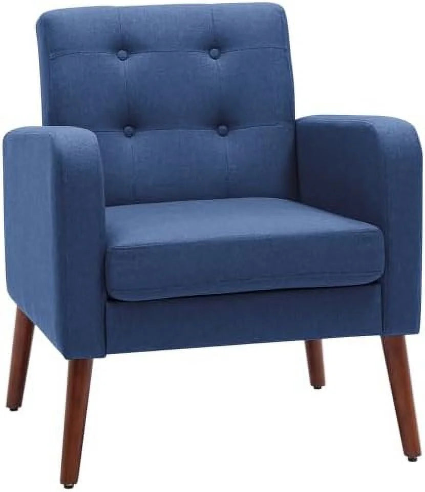 Leather Accent Chair with Solid Wood Legs I65760