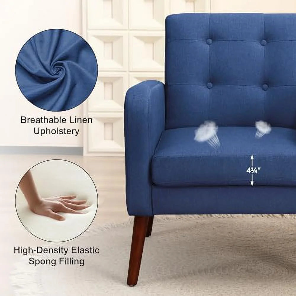 Leather Accent Chair with Solid Wood Legs I65760