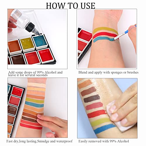 12 Color Alcohol Activated Face Paint Makeup Palette X4162