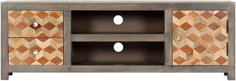 Gray TV Cabinet Solid Mango Wood J6613