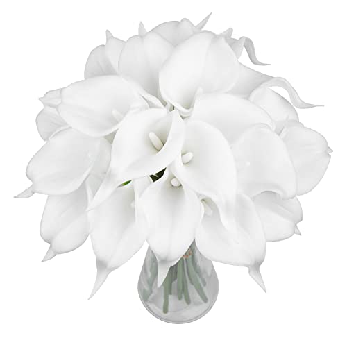 20 Pcs White Artificial Calla Lily Flowers H3181