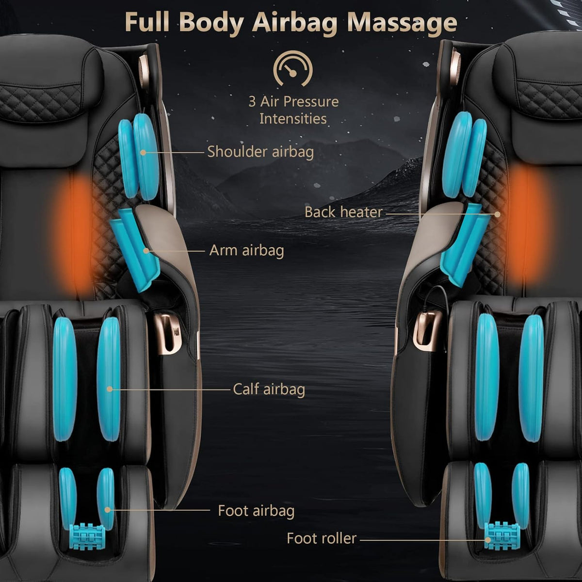 3D Electric Zero Gravity Shiatsu Massage Recliner Chair with SL Track W906417