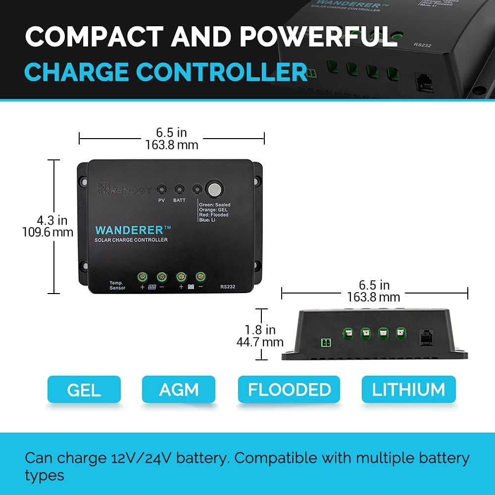 400 Watt 12 Volt Monocrystalline Solar Panel Bundle Kit with 4 pcs 100W Panel and 30A PWM Charge Controller O13987