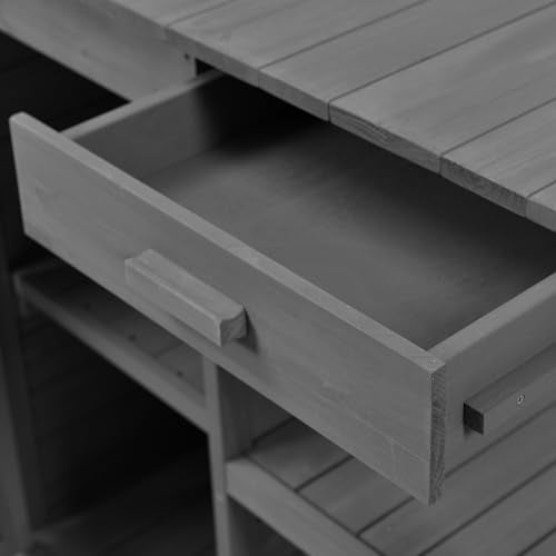 66" Wooden Potting Bench with Drawers Cabinet and Shelves K814