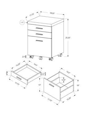 3 Drawer File Cabinet on Castor in White and Gray Cement N59917