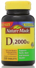 D3 2000 IU Tablets 220 ea Pack of 3 V75843