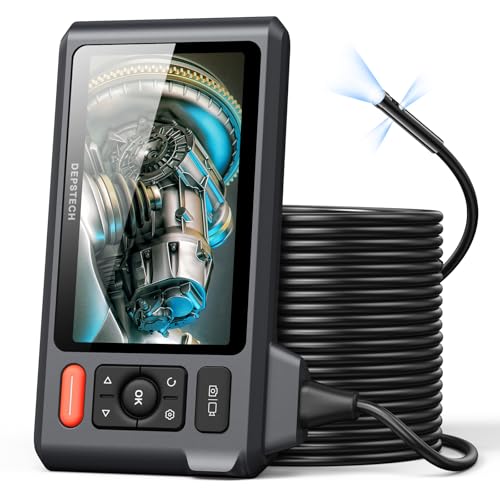 Triple Lens Sewer Inspection Camera with 50FT Semi-Rigid Cable, 5" IPS Screen, 1080P Waterproof Borescope, Carrying Case W10046