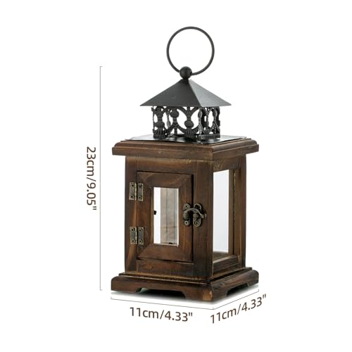 Brown Wooden Candle Holder Lantern F13998
