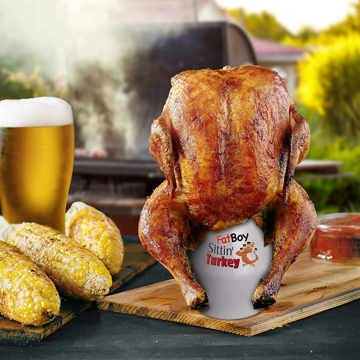 Ceramic Beer Can Turkey Roaster and Steamer G580043