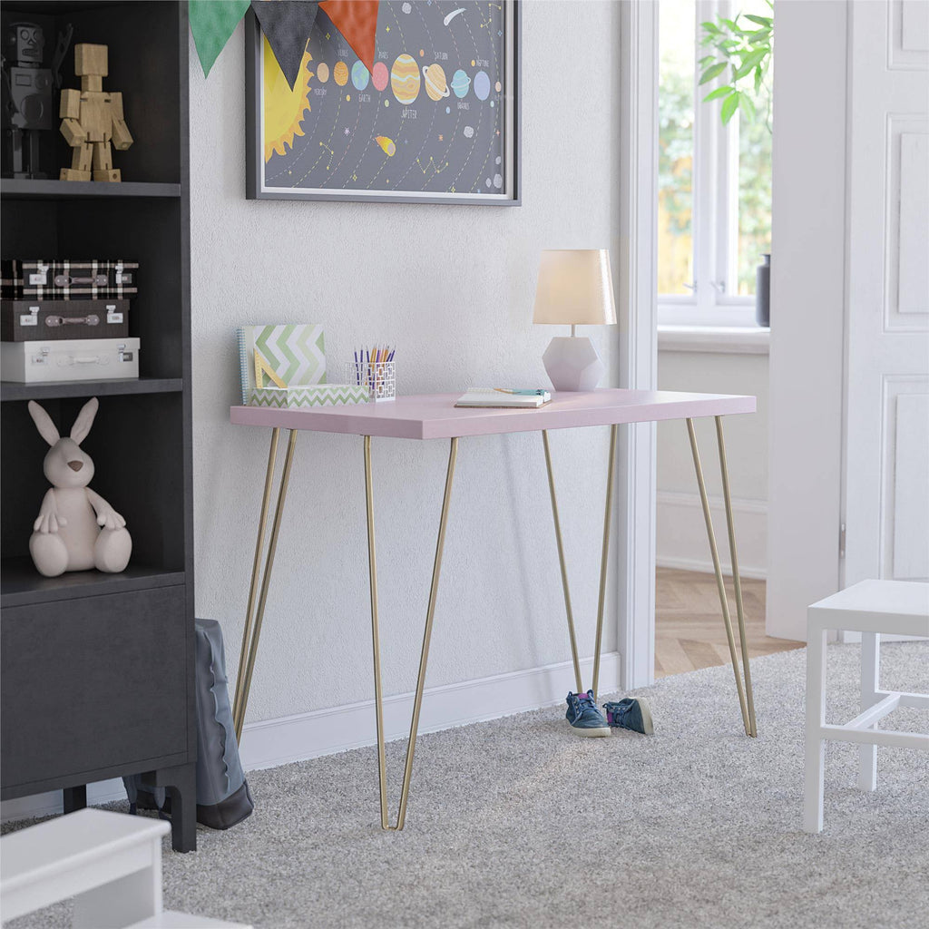 Retro Computer Desk Pink/Gold A723