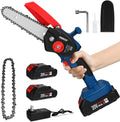 Mini Cordless Chainsaw with 2Pcs Batteries and 2Pcs Chain, 6 Inch One-Hand Electric Power Chainsaw, 20V 2000MAh Rechargeable Battery Operated I3997