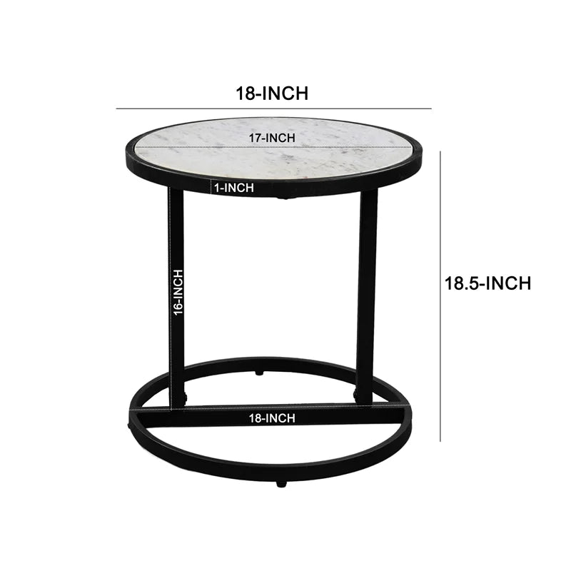 Round White Marble Top End Table L931
