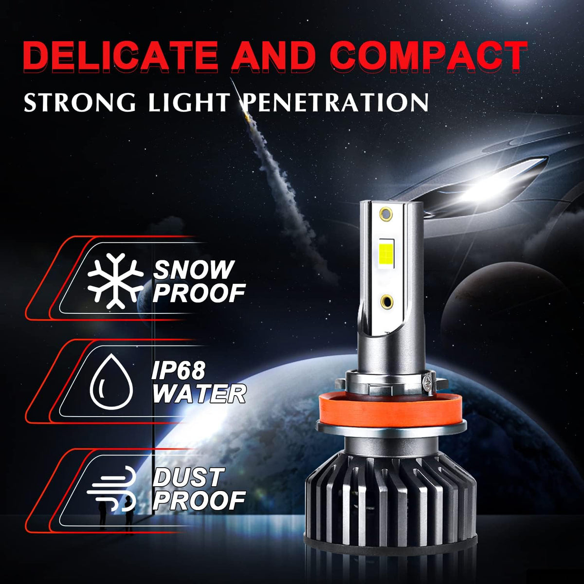9005 High Beam + H11 Low Beam LED Headlight Bulbs Conversion Kits, 6000K Cool White, Pack of 4 O44039