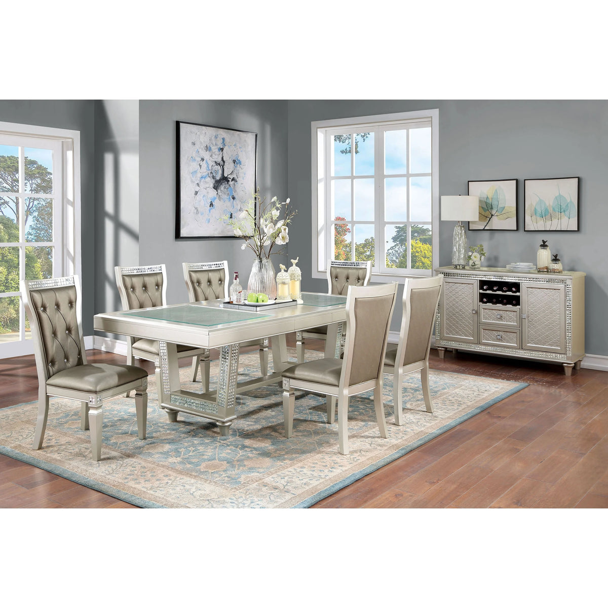 Faux Leather Tufted Side Chair Set of 2 N6612