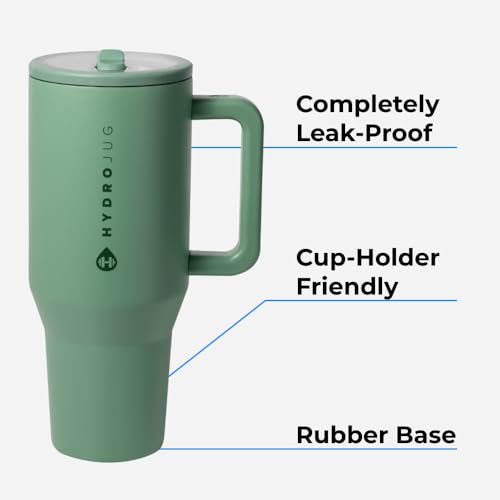 40 oz Insulated Stainless Steel Water Bottle with Handle & Flip Straw D10581
