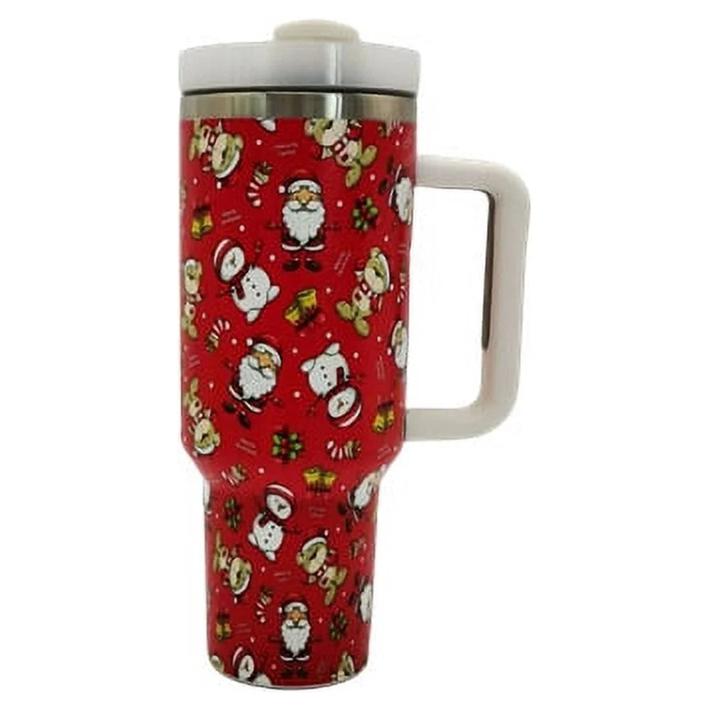 40oz Stainless Steel Water Cup with Handle and Straw Lid E6569