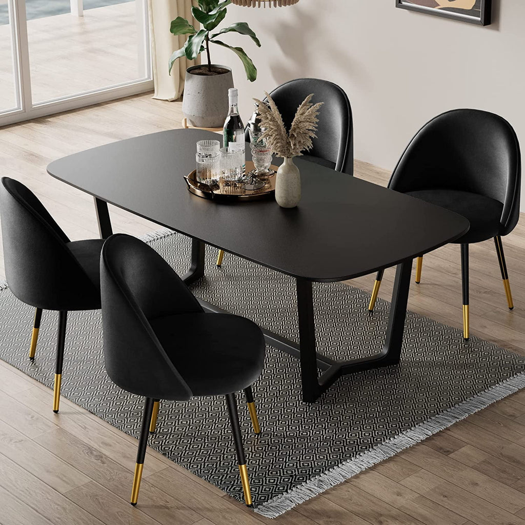 Black Velvet Upholstered Dining Chairs Set of 4 Y450