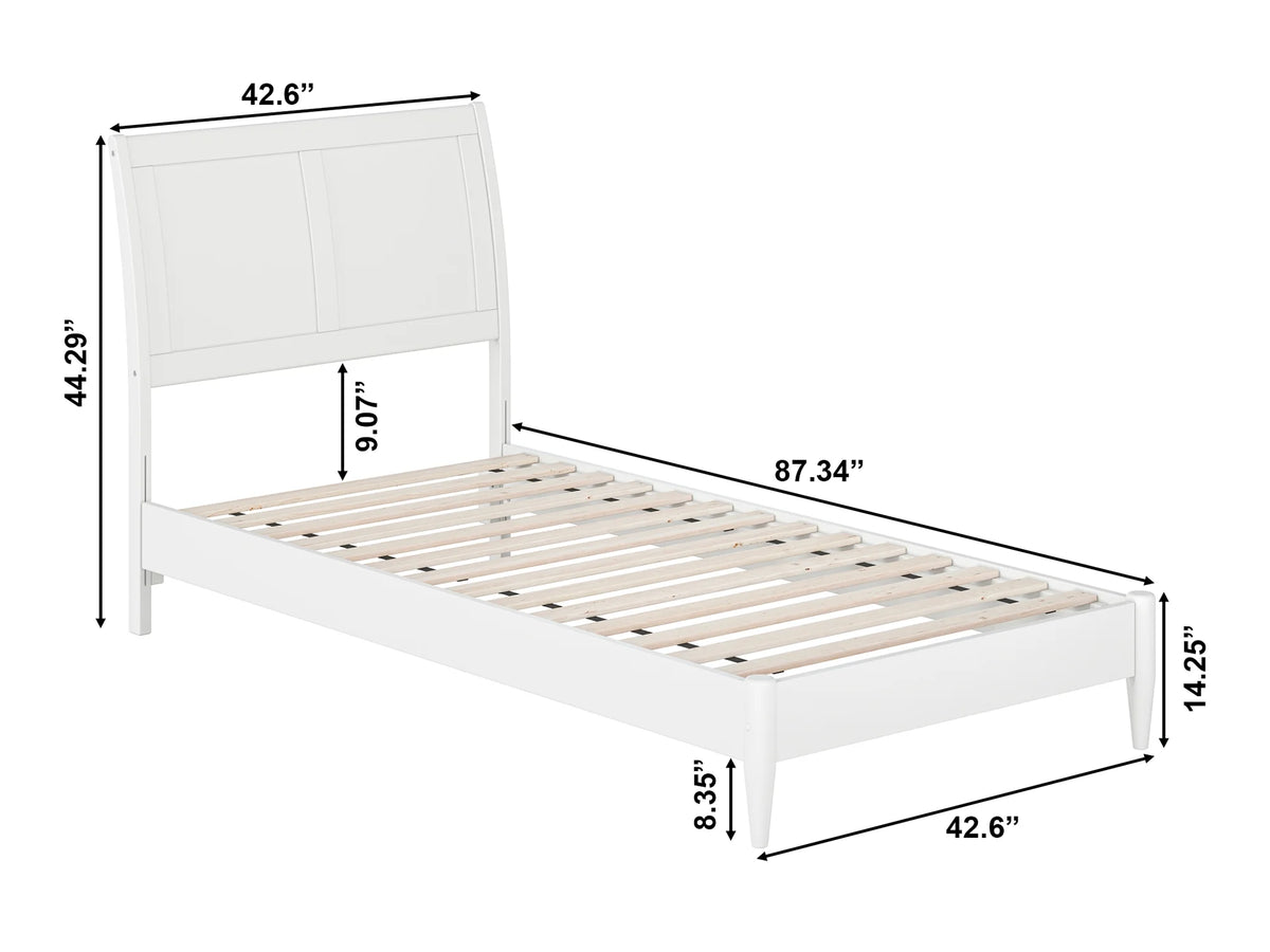 White Twin XL Solid Wood Sleigh Platform Bed R8830