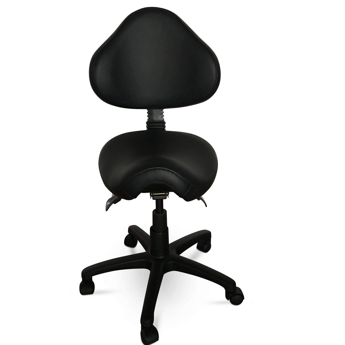 Rolling Saddle Stool with Adjustable Height and Backrest F5194