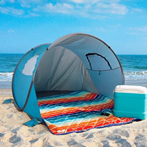 Blue Pop Up Beach Tent Sun Shelter with UV Protection O263