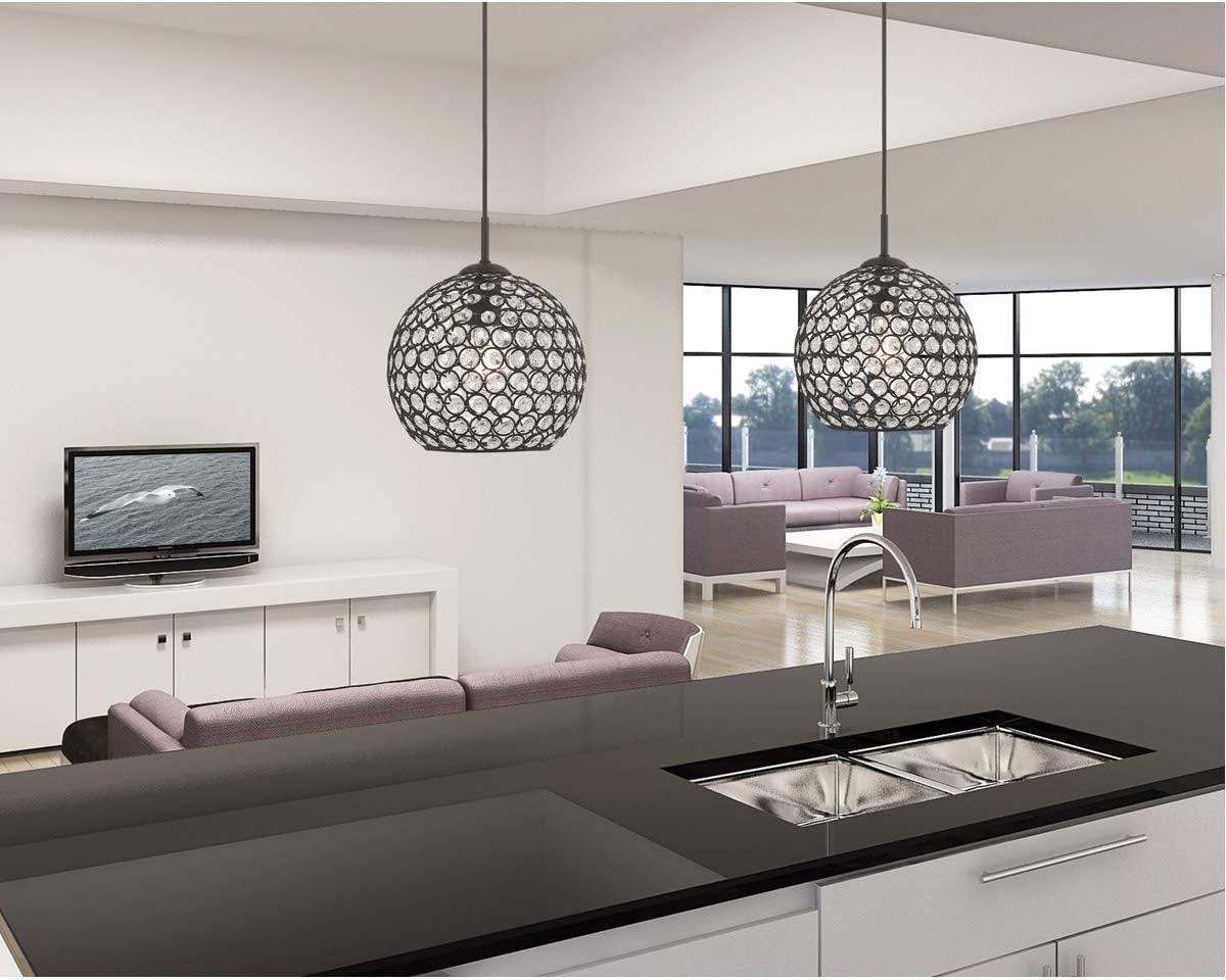 Black Finish Mini Pendant with Clear Crystal H454