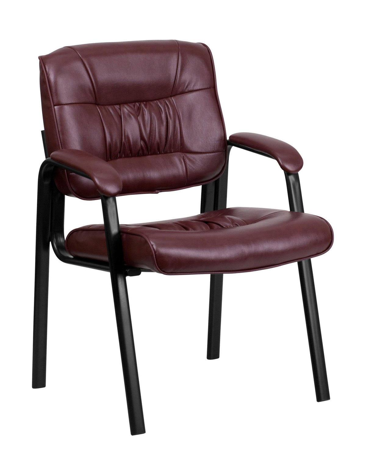 Burgundy Leather Executive Side Reception Chair with Black Frame U174