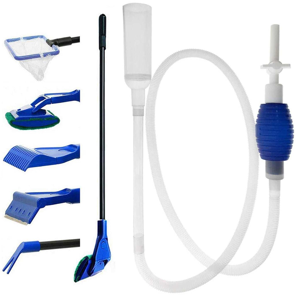 Aquarium Fish Tank Cleaning Kit Algae Scrapers Set 5 in 1 & Gravel Cleaner G642