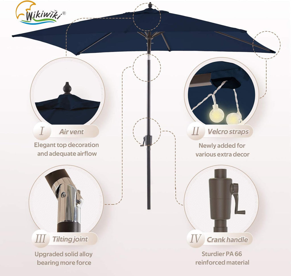Navy Blue Rectangular Olefin Market Umbrella I553