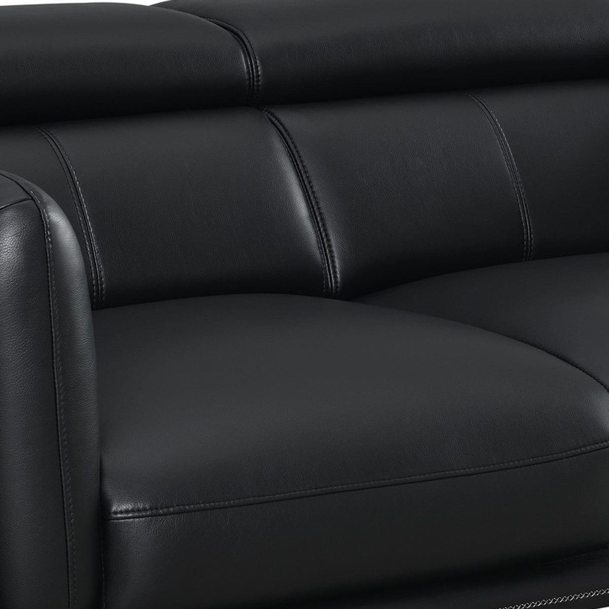 Black Faux Leather Loveseat V8731