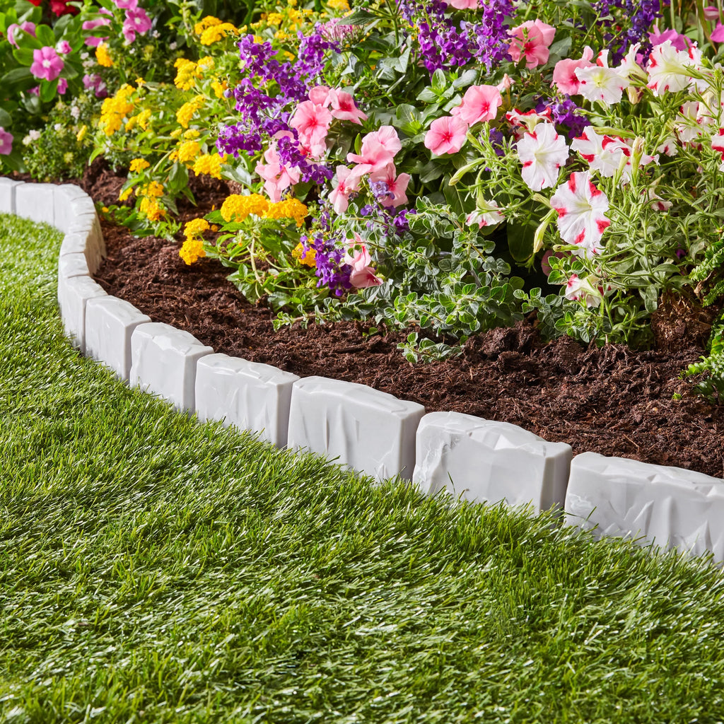 Faux Stone No-Dig Landscape Edging 10-ft. Plastic Gray Q226782