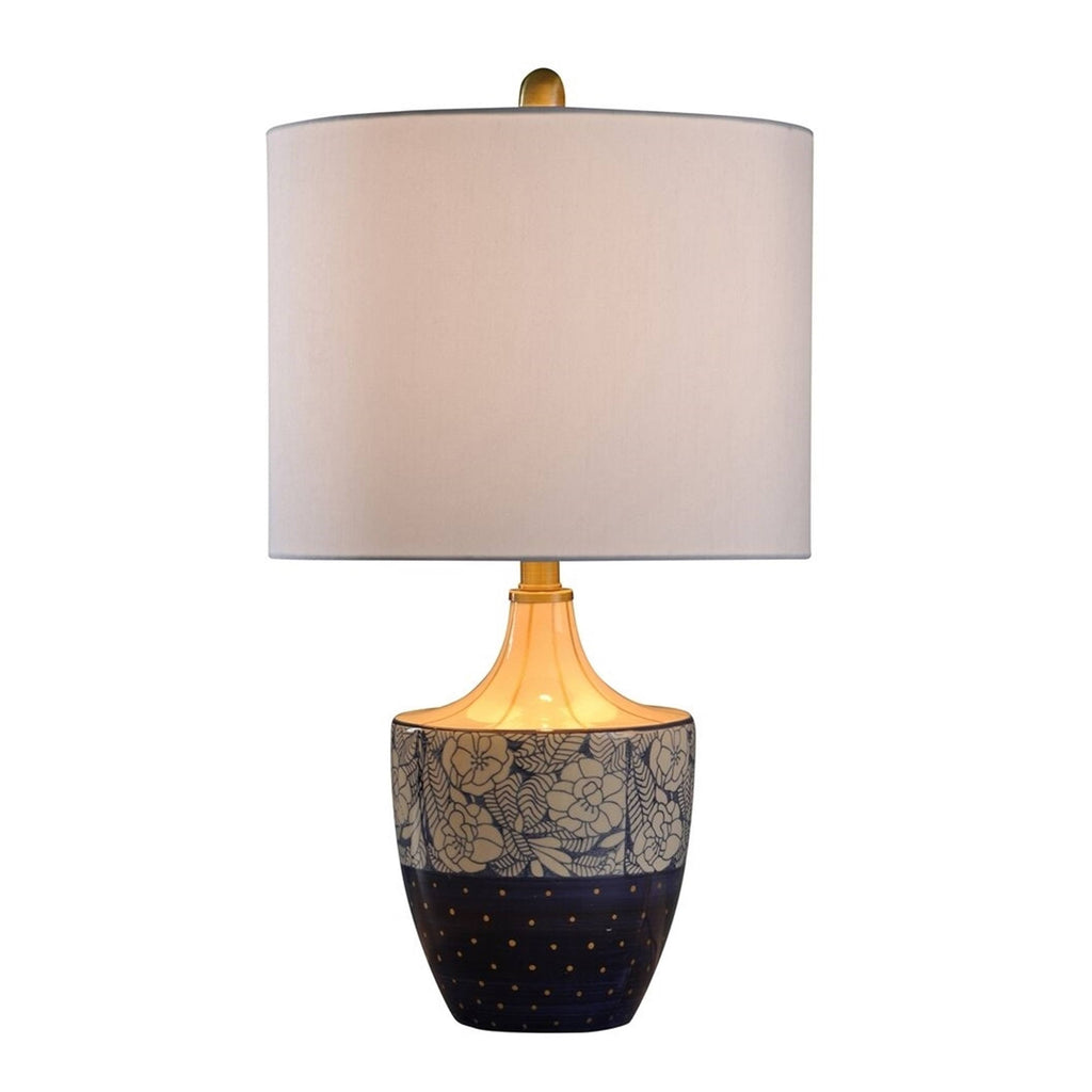 Cream Blue Gold Table Lamp W831979