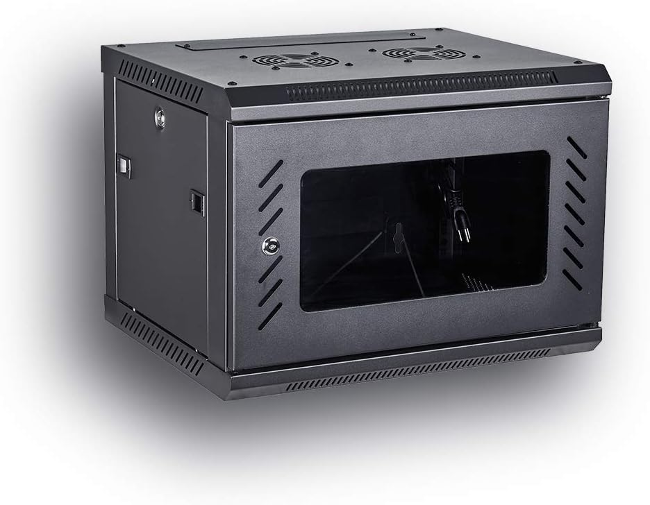 Wall Mount Rack Server Cabinet 19-Inch Network Enclosure with Locking Glass Door 16-Inches Deep O814984
