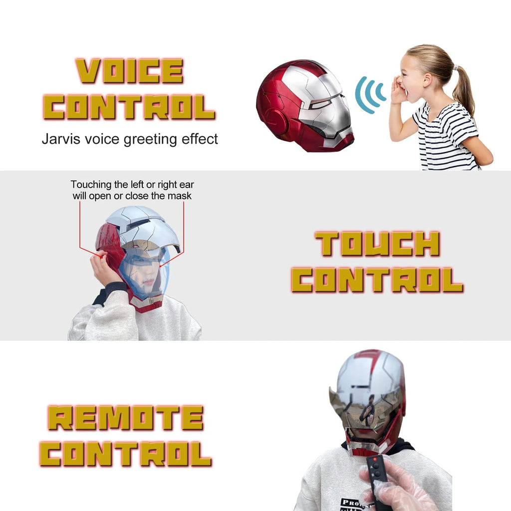 Silver Electronic Iron Man Helmet Mask with LED Eyes B43948
