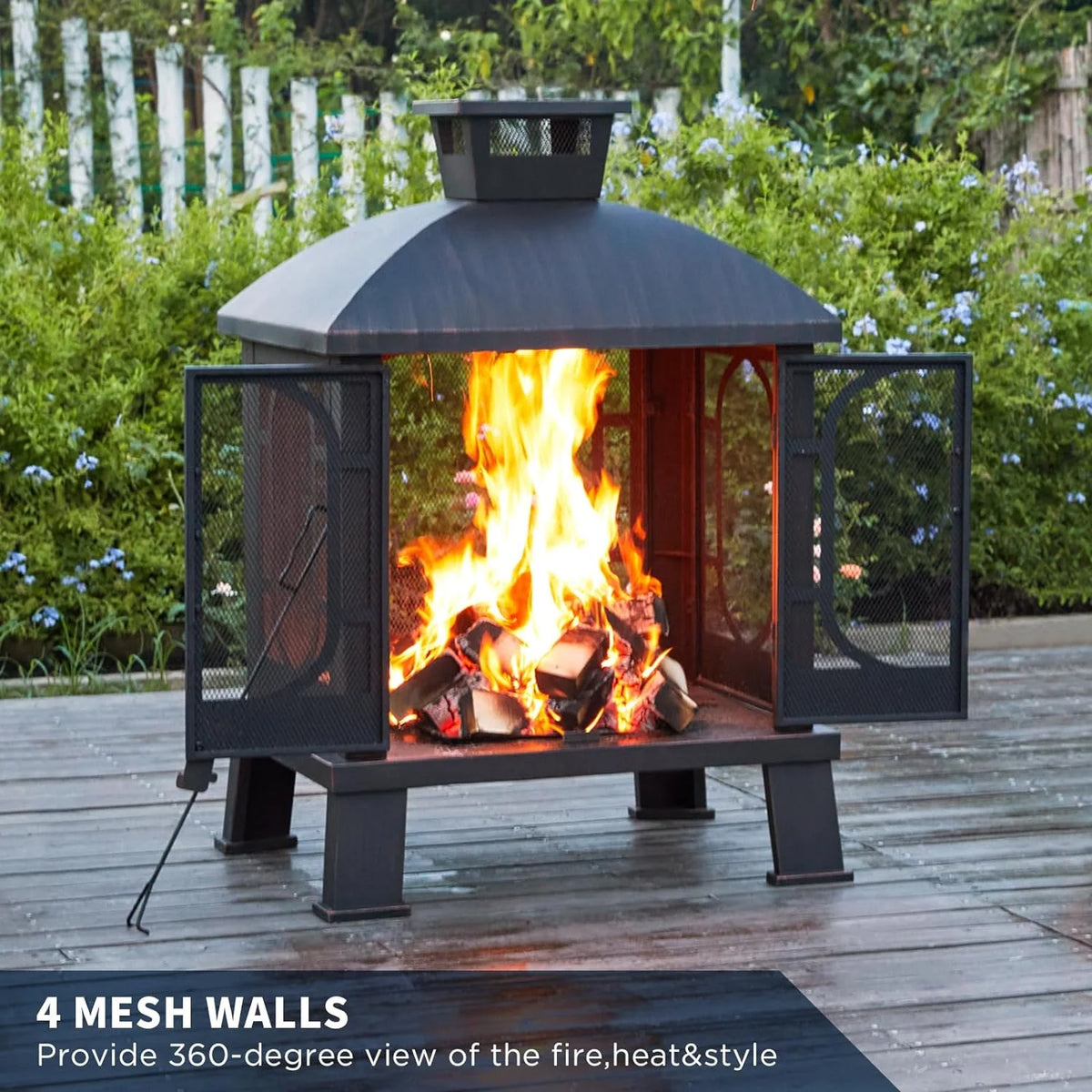 45 Inch Wood Burning Fire Pit with Grill Grate P8815