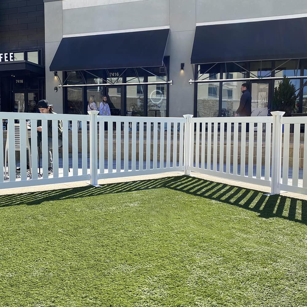 5.5' x 3' Portable Vinyl Fence Kit and 36" x 72" White Picket Fence Panel V557