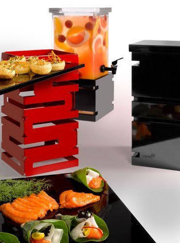 8in Square Multi-Level Steel Riser Red Gloss O5390