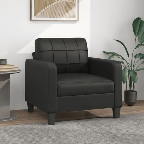 Black 55.1" Faux Leather 2-Seater Sofa R25482