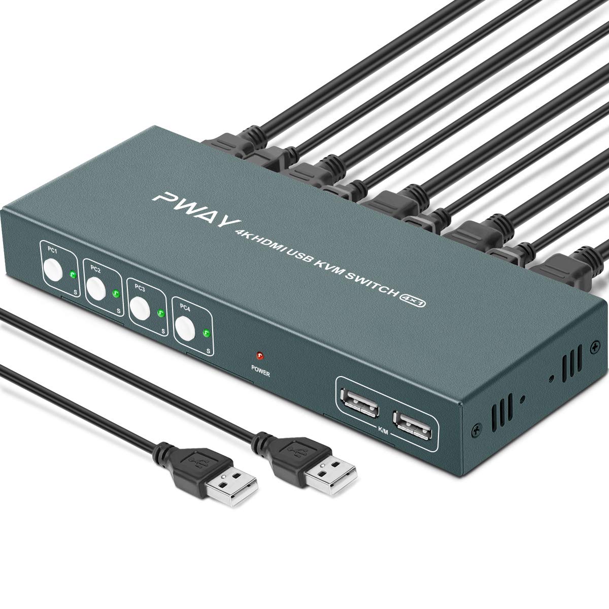 KVM Switch HDMI 4 Port Box, 4K@30Hz, with 4 USB-B and 4 HDMI Cables M38284